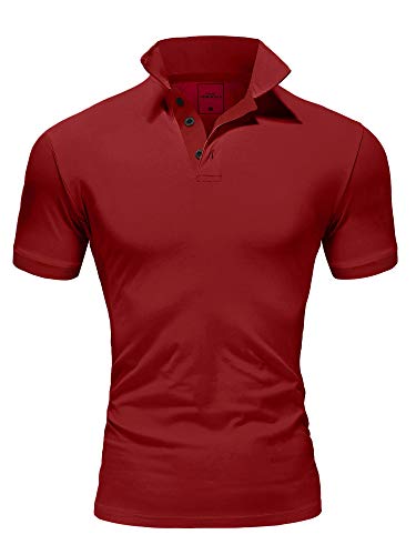 Amaci&Sons Herren Poloshirt Basic Kontrast Stickerei Kurzarm Polohemd T-Shirt 5102 Bordeaux L von Amaci&Sons