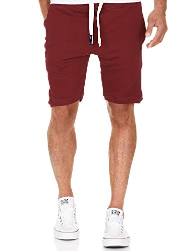 Amaci&Sons Herren Shorts Kurze Hose Bermuda Sweatshorts Kordel Jogginghose Sporthose 8004 Bordeaux XXL von Amaci&Sons