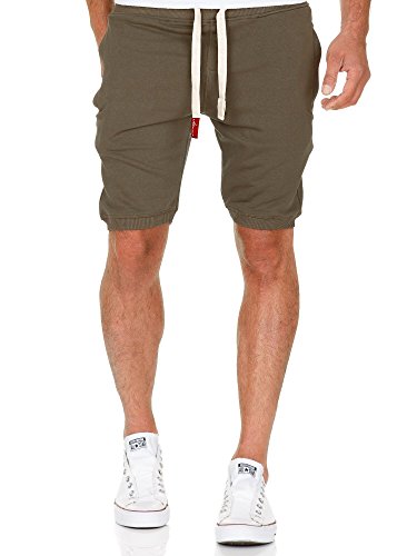 Amaci&Sons Herren Shorts Kurze Hose Bermuda Sweatshorts Kordel Jogginghose Sporthose 8004 Khaki XL von Amaci&Sons