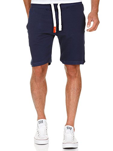 Amaci&Sons Herren Shorts Kurze Hose Bermuda Sweatshorts Kordel Jogginghose Sporthose 8004 Navyblau M von Amaci&Sons