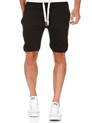 Amaci&Sons Herren Shorts Kurze Hose Bermuda Sweatshorts Kordel Jogginghose Sporthose 8004 Schwarz XXL von Amaci&Sons