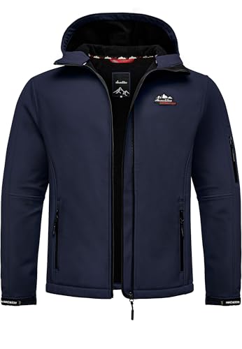 Amaci&Sons Herren Softshell Herbst Winter Outdoor Funktionsjacke Wind & Wasserdicht 9114 Navyblau L von Amaci&Sons