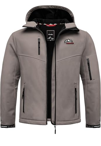 Amaci&Sons Herren Softshell Herbst Winter Outdoor Funktionsjacke Wind & Wasserdicht 9115 Dunkelgrau L von Amaci&Sons