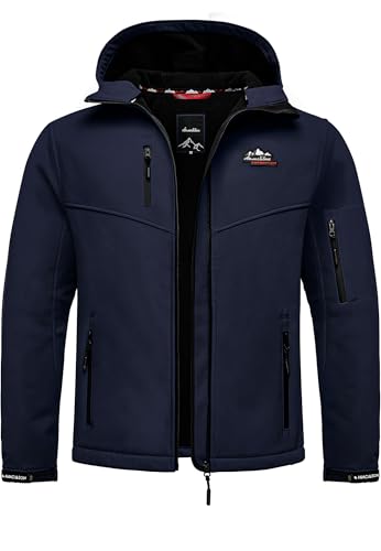 Amaci&Sons Herren Softshell Herbst Winter Outdoor Funktionsjacke Wind & Wasserdicht 9115 Navyblau L von Amaci&Sons