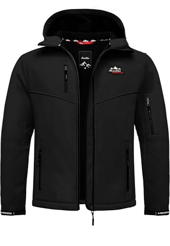 Amaci&Sons Herren Softshell Herbst Winter Outdoor Funktionsjacke Wind & Wasserdicht 9115 Schwarz L von Amaci&Sons