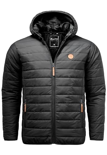 Amaci&Sons Herren Steppjacke Outdoor Basic Patch Kapuzen Jacke 9102 Schwarz 3XL von Amaci&Sons