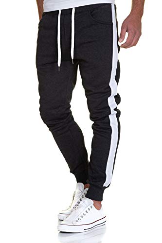 Amaci&Sons Herren Streifen Jogginghose Sporthose Sweatpants Jogger Trainingshose 2011 Anthrazit/Weiß M von Amaci&Sons