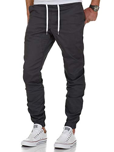 Amaci&Sons Herren Stretch Jogger Basic Chino Jeans Hose Cargo 7002 Anthrazit W34 von Amaci&Sons