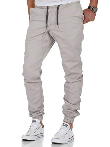 Amaci&Sons Herren Stretch Jogger Basic Chino Jeans Hose Cargo 7002 Hellgrau W36 von Amaci&Sons