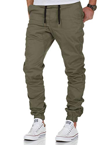 Amaci&Sons Herren Stretch Jogger Basic Chino Jeans Hose Cargo 7002 Olive W29 von Amaci&Sons