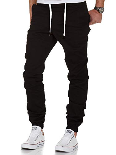 Amaci&Sons Herren Stretch Jogger Basic Chino Jeans Hose Cargo 7002 Schwarz W30 von Amaci&Sons