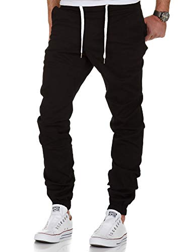 Amaci&Sons Herren Stretch Jogger Basic Chino Jeans Hose Cargo 7002 Schwarz W32 von Amaci&Sons