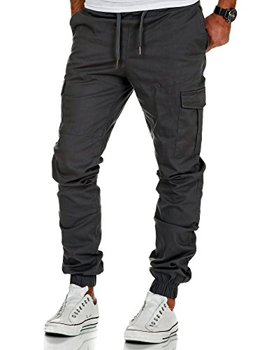 Amaci&Sons Herren Stretch Jogger Cargo Chino Jeans Hose 7006 Anthrazit W30 von Amaci&Sons