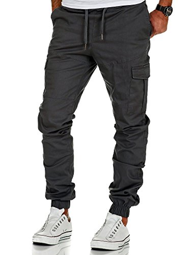 Amaci&Sons Herren Stretch Jogger Cargo Chino Jeans Hose 7006 Dunkelgrau W40 von Amaci&Sons