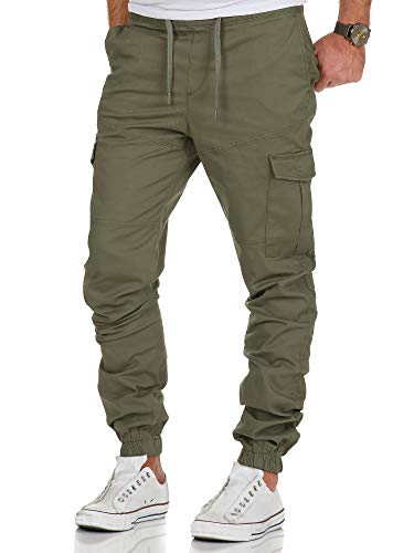 Amaci&Sons Herren Stretch Jogger Cargo Chino Jeans Hose 7006 Olive W29 von Amaci&Sons