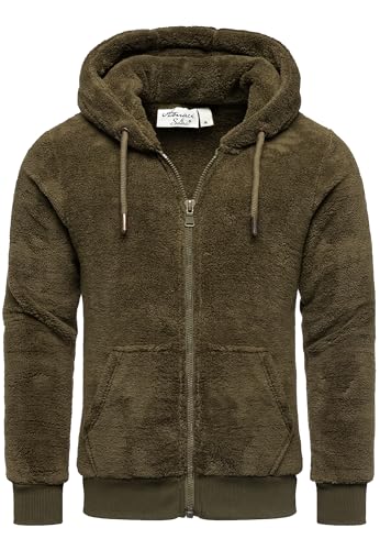 Amaci&Sons Herren Teddy Sweatjacke Plüsch Hoodie Pullover Zipper Jacke 4076 Khaki S von Amaci&Sons