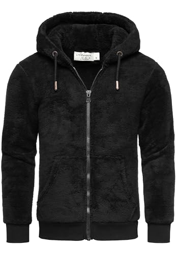 Amaci&Sons Herren Teddy Sweatjacke Plüsch Hoodie Pullover Zipper Jacke 4076 Schwarz M von Amaci&Sons