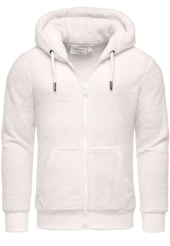 Amaci&Sons Herren Teddy Sweatjacke Plüsch Hoodie Pullover Zipper Jacke 4076 Weiß S von Amaci&Sons