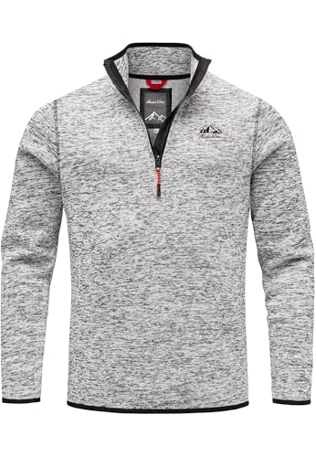 Amaci&Sons Herren Troyer Strickfleece Sweatjacke Männer Pullover Sweatshirt Fleecejacke 4080 Grau 3XL von Amaci&Sons