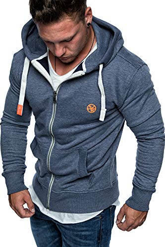 Amaci&Sons Herren Zipper Kapuzenpullover Sweatjacke Pullover Hoodie Sweatshirt 1-04029 Blau XL von Amaci&Sons