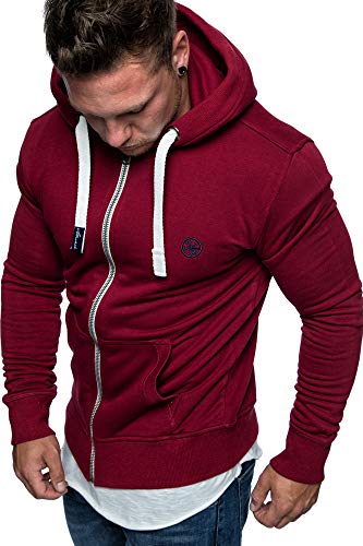 Amaci&Sons Herren Zipper Kapuzenpullover Sweatjacke Pullover Hoodie Sweatshirt 1-04029 Bordeaux 3XL von Amaci&Sons