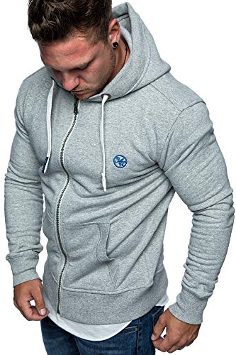 Amaci&Sons Herren Zipper Kapuzenpullover Sweatjacke Pullover Hoodie Sweatshirt 1-04029 Hellgrau 3XL von Amaci&Sons