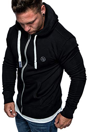 Amaci&Sons Herren Zipper Kapuzenpullover Sweatjacke Pullover Hoodie Sweatshirt 1-04029 Schwarz XXL von Amaci&Sons