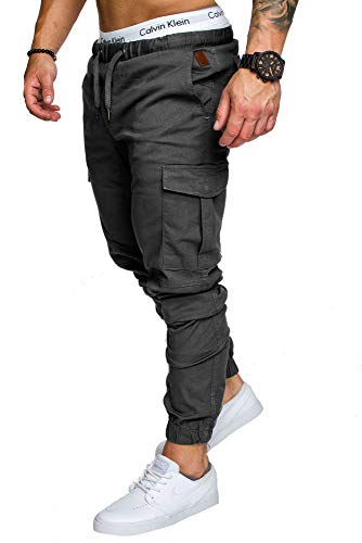 Amaci&Sons Jogger Cargo Herren Chino Jeans Hose 7001 Anthrazit W34 von Amaci&Sons