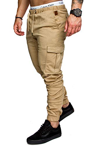 Amaci&Sons Jogger Cargo Herren Chino Jeans Hose 7001 Beige W29 von Amaci&Sons