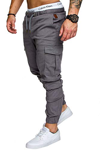 Amaci&Sons Jogger Cargo Herren Chino Jeans Hose 7001 Dunkelgrau W29 von Amaci&Sons