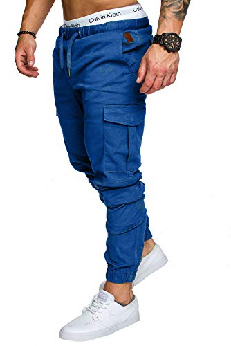 Amaci&Sons Jogger Cargo Herren Chino Jeans Hose 7001 Royalblau W29 von Amaci&Sons