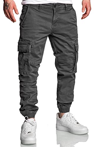 Amaci&Sons Jogger Cargo Herren Chino Jeans Hose 7020 Anthrazit W29 von Amaci&Sons