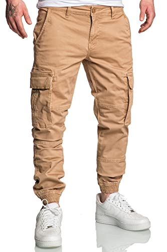 Amaci&Sons Jogger Cargo Herren Chino Jeans Hose 7020 Beige W30 von Amaci&Sons