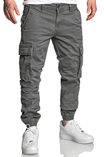 Amaci&Sons Jogger Cargo Herren Chino Jeans Hose 7020 Dunkelgrau W34 von Amaci&Sons