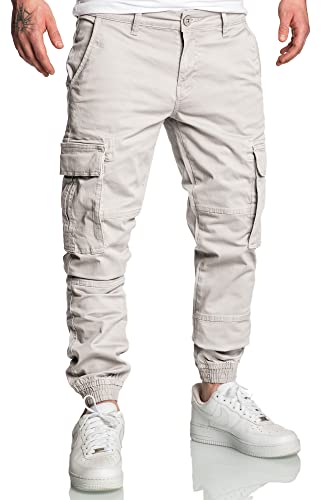 Amaci&Sons Jogger Cargo Herren Chino Jeans Hose 7020 Hellgrau W31 von Amaci&Sons