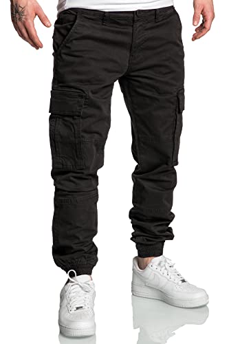 Amaci&Sons Jogger Cargo Herren Chino Jeans Hose 7020 Schwarz W38 von Amaci&Sons