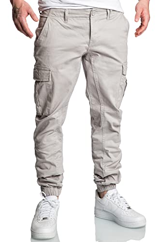 Amaci&Sons Jogger Cargo Herren Chino Jeans Hose 7022 Hellgrau W30 von Amaci&Sons