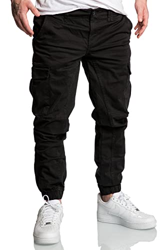 Amaci&Sons Jogger Cargo Herren Chino Jeans Hose 7022 Schwarz W36 von Amaci&Sons