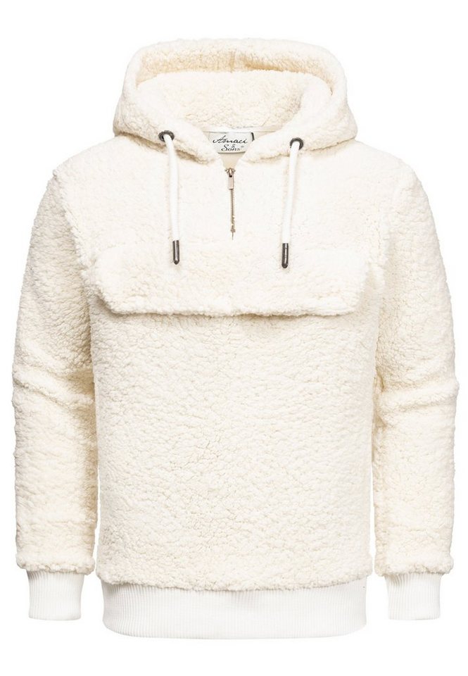 Amaci&Sons Kapuzenpullover RUXTON Windbreaker mit Teddyfell Herren Teddy Sweatjacke Plüsch Hoodie Pullover Windbreaker von Amaci&Sons