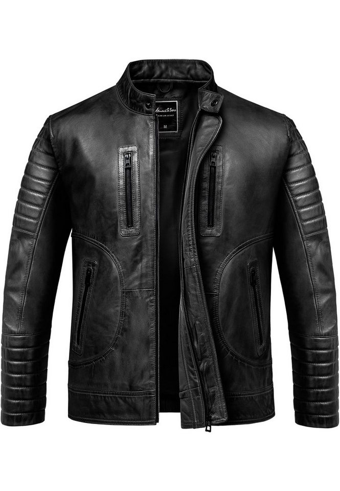 Amaci&Sons Lederjacke EUCLID Lederjacke Echtleder Herren Biker Zipper Jacke von Amaci&Sons