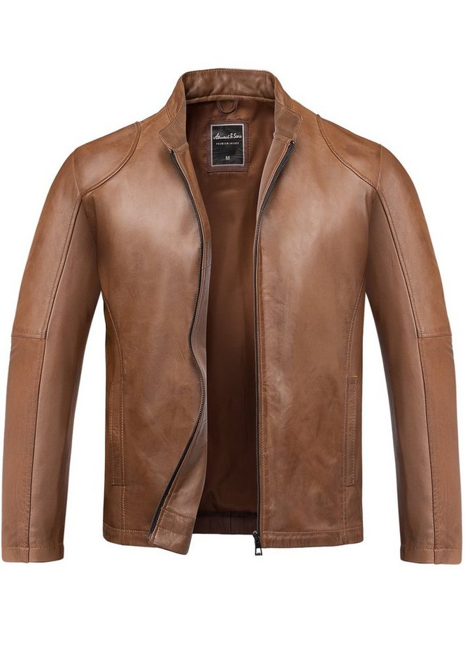 Amaci&Sons Lederjacke OKEMOS Lederjacke Echtleder Herren Biker Zipper Jacke von Amaci&Sons