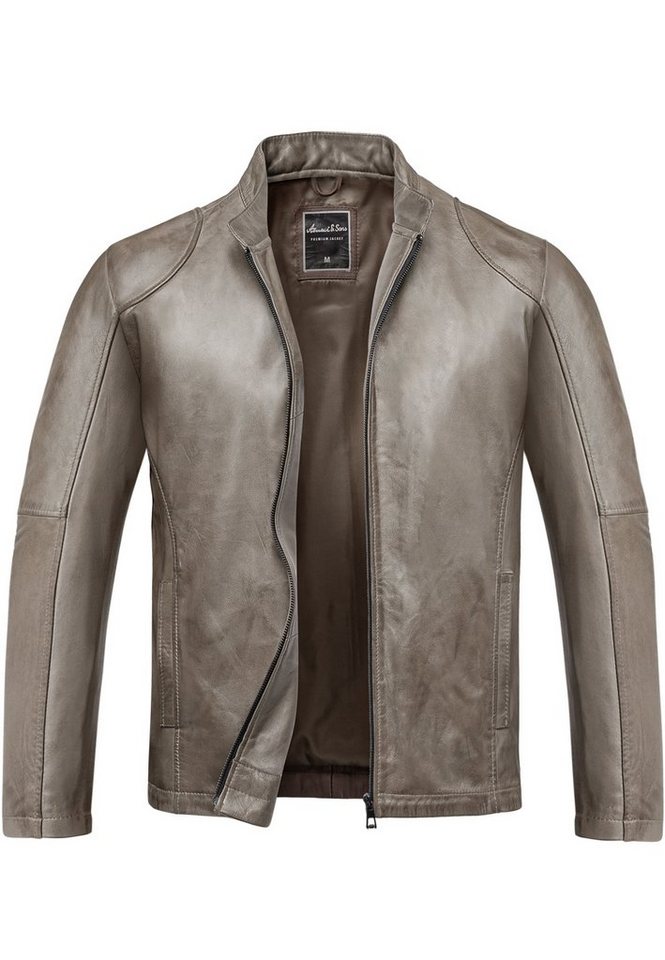 Amaci&Sons Lederjacke OKEMOS Lederjacke Echtleder Herren Biker Zipper Jacke von Amaci&Sons