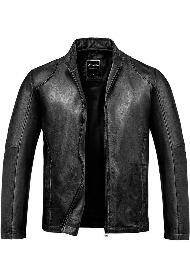 Amaci&Sons Lederjacke OKEMOS Lederjacke Echtleder Herren Biker Zipper Jacke von Amaci&Sons