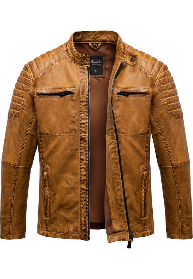 Amaci&Sons Lederjacke RALSTON Lederjacke Echtleder Herren Biker Zipper Jacke von Amaci&Sons