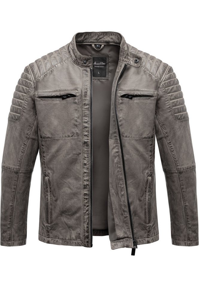 Amaci&Sons Lederjacke RALSTON Lederjacke Echtleder Herren Biker Zipper Jacke von Amaci&Sons