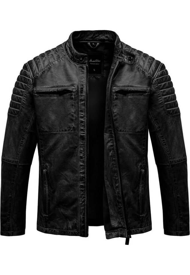 Amaci&Sons Lederjacke RALSTON Lederjacke Echtleder Herren Biker Zipper Jacke von Amaci&Sons
