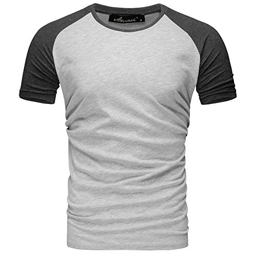 Amaci&Sons Oversize Doppel Farbig Herren Slim-Fit Crew Neck Basic T-Shirt Rundhals 1-0004 Grau/Anthrazit L von Amaci&Sons