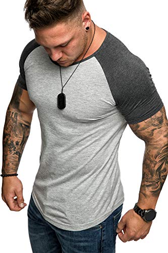 Amaci&Sons Oversize Doppel Farbig Herren Slim-Fit Crew Neck Basic T-Shirt Rundhals 1-0015 Grau/Anthrazit XXL Amaci&Sons Oversize Doppel Farbig Herren Slim-Fit Crew Neck Basic T-Shirt Rundhals 1-0015 Grau/Anthrazit XXL von Amaci&Sons