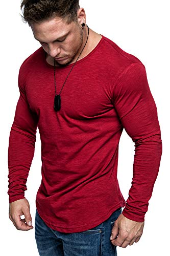 Amaci&Sons Oversize Herren Longsleeve Vintage Sweatshirt O-Neck Basic O-Ausschnitt Shirt 6097 Bordeaux M von Amaci&Sons