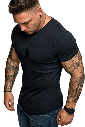 Amaci&Sons Oversize Herren Slim-Fit Crew-Neck Basic T-Shirt Rund-Ausschnitt 1-0002 Navyblau XL Amaci&Sons Oversize Herren Slim-Fit Crew-Neck Basic T-Shirt Rund-Ausschnitt 1-0002 Navyblau XL von Amaci&Sons
